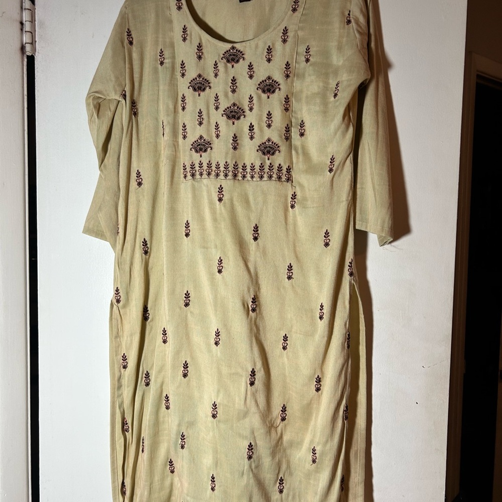 Ethnic Indian XL Beige Brown Boho Mom Core Dress